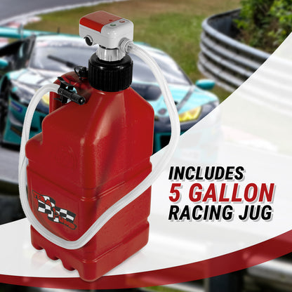 TRJ5XLR | 5 Gallon Racing Jug with Transfer Pump (Includes Gas Can)