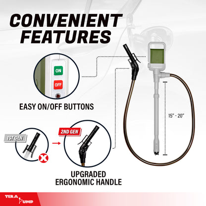 TRCDA | 2nd Gen Easy Handle Auto-Stop Battery Powered Fuel Transfer Pump
