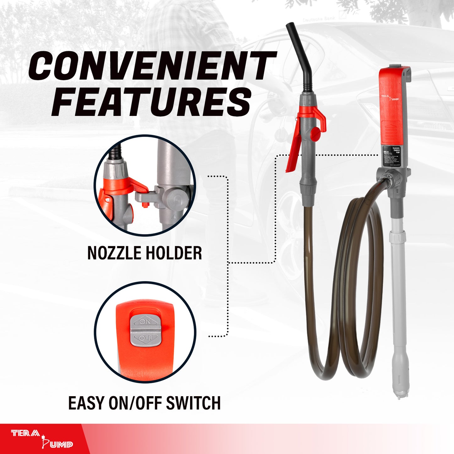 TREP01-TXL | 2nd Gen. Telescopic Battery Powered Fuel Transfer Pump, 10 ft. Hose
