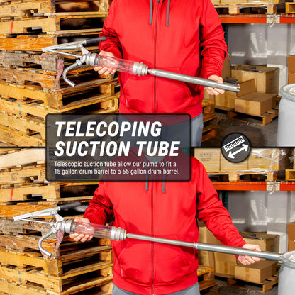TRD490CL | Clear Tube Lever Action Drum Barrel Pump