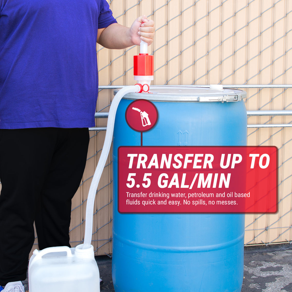 Forwater Pompe De Transfert Manuelle à Bille 30L/min - Pompe à Liquides Essence Gasoil Eau