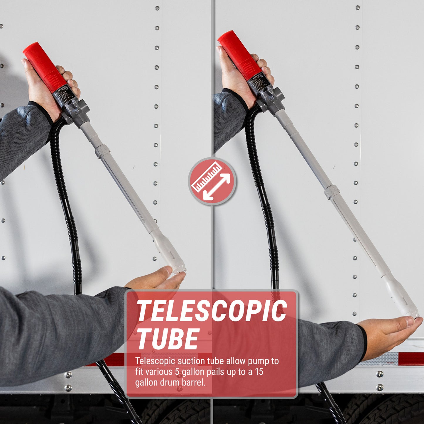 TREP01-TXL | Telescopic Battery Powered Fuel Transfer Pump, 10-ft Hose