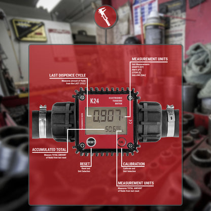 TRMETER-B-LIQ | K24 Electronic Turbine Meter, 6.6FT Hose