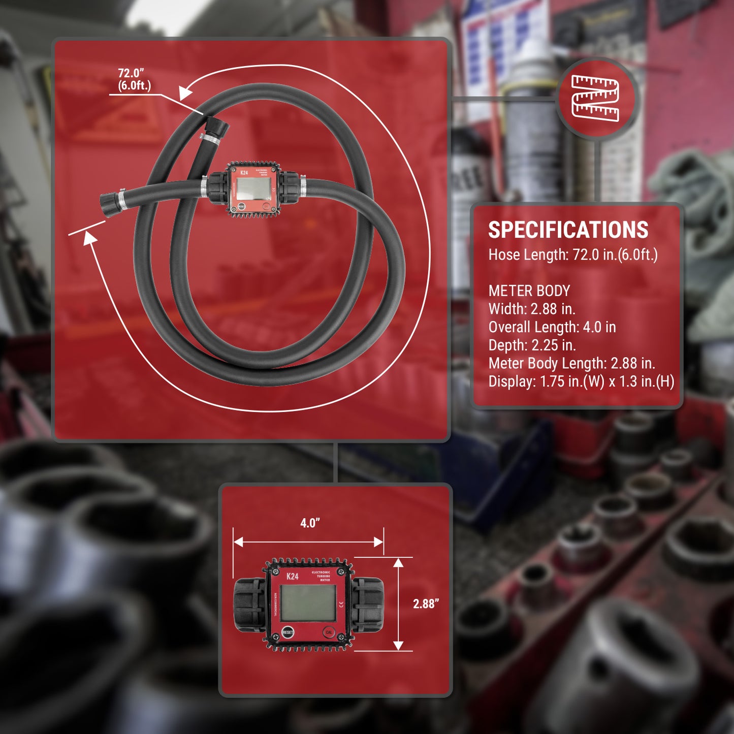 TRMETER-B-LIQ | K24 Electronic Turbine Meter, 6.6FT Hose