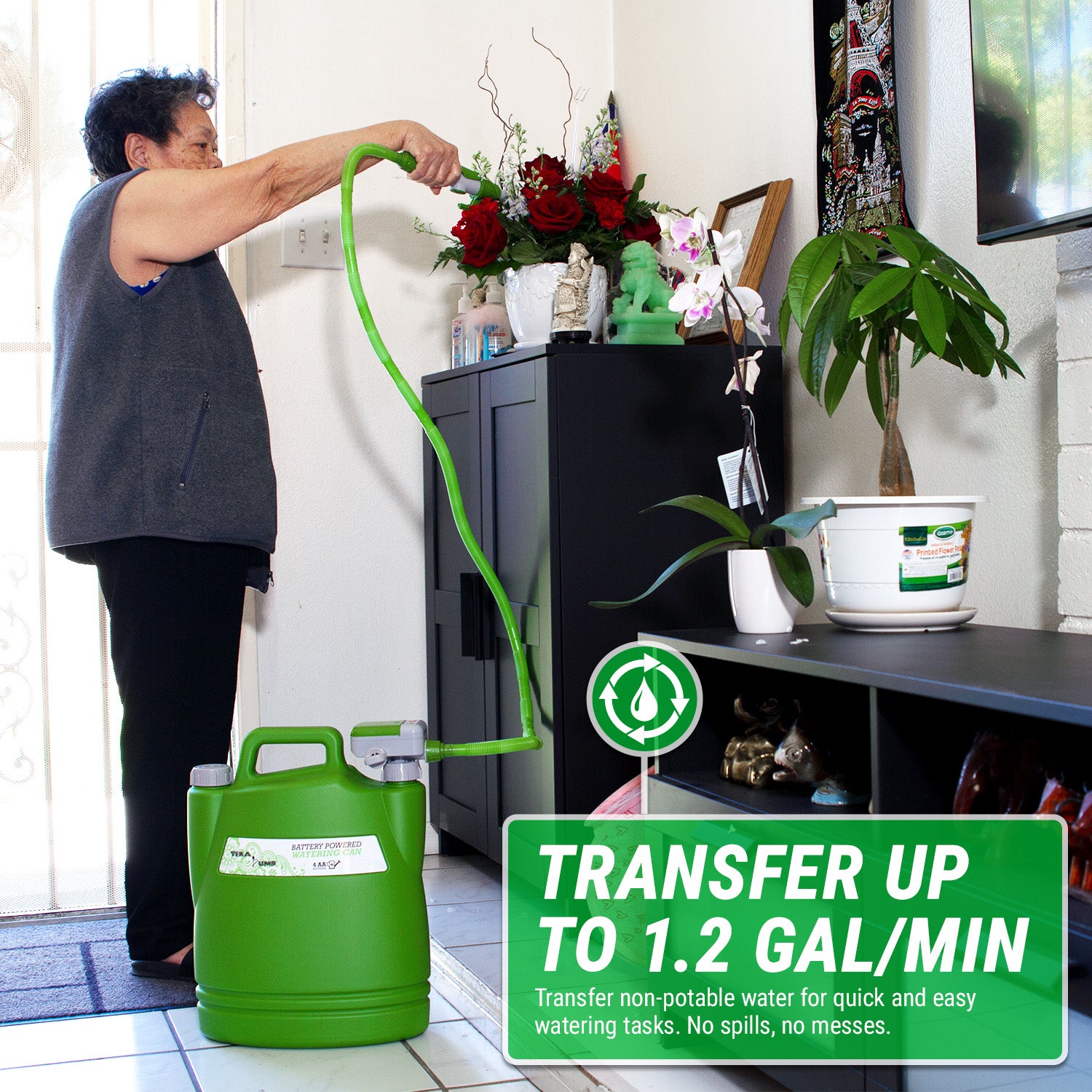 TRWCL AA Battery Powered Watering Can, 4.9 Ft Hose TERA PUMP