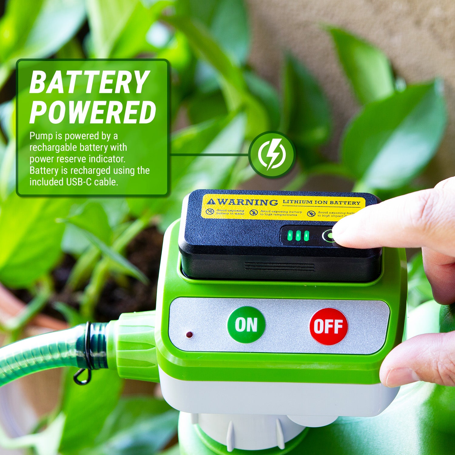 TRWCRB Rechargeable Battery Powered Watering Can, 7 Ft Hose TERA PUMP