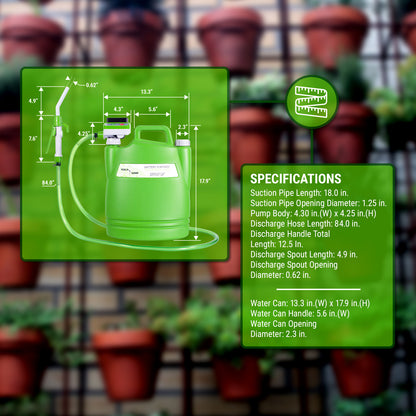 TRWC-RB | Rechargeable Battery Powered Watering Can, 7 Ft Hose